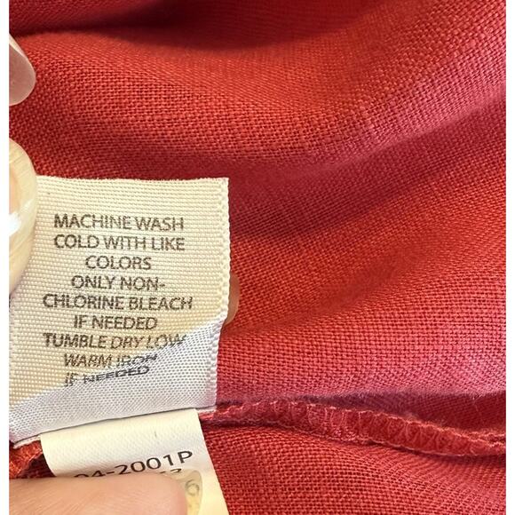 J. Jill Linen Blouse Sz LG Red Long Sleeve Lightweight Preppy Classic Staple EUC - Picture 8 of 13